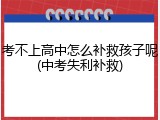 考不上高中怎么补救孩子呢(中考失利补救)