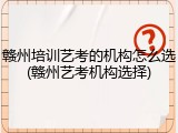 赣州培训艺考的机构怎么选(赣州艺考机构选择)