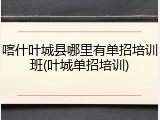 喀什叶城县哪里有单招培训班(叶城单招培训)