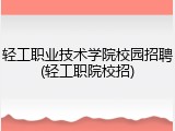 轻工职业技术学院校园招聘(轻工职院校招)