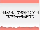 河南少林寺学校哪个好("河南少林寺学校推荐")