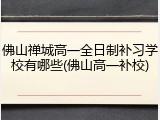 佛山禅城高一全日制补习学校有哪些(佛山高一补校)