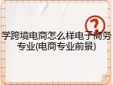 学跨境电商怎么样电子商务专业(电商专业前景)