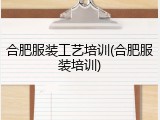 合肥服装工艺培训(合肥服装培训)