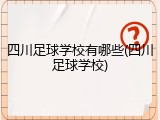 四川足球学校有哪些(四川足球学校)