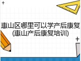 惠山区哪里可以学产后康复(惠山产后康复培训)