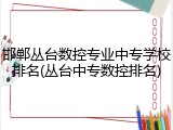 邯郸丛台数控专业中专学校排名(丛台中专数控排名)