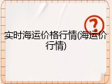 实时海运价格行情(海运价行情)