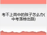 考不上高中的孩子怎么办(中考落榜出路)
