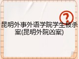 昆明外事外语学院学生被杀案(昆明外院凶案)
