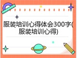 服装培训心得体会300字(服装培训心得)