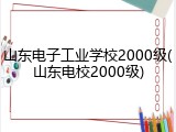 山东电子工业学校2000级(山东电校2000级)