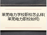 莱芜电力学校职校怎么样(莱芜电力职校如何)