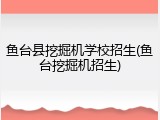 鱼台县挖掘机学校招生(鱼台挖掘机招生)