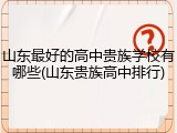 山东最好的高中贵族学校有哪些(山东贵族高中排行)