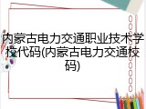内蒙古电力交通职业技术学校代码(内蒙古电力交通校码)
