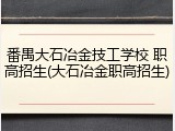 番禺大石冶金技工学校 职高招生(大石冶金职高招生)