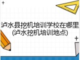 泸水县挖机培训学校在哪里(泸水挖机培训地点)