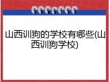 山西训狗的学校有哪些(山西训狗学校)
