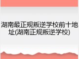 湖南最正规叛逆学校前十地址(湖南正规叛逆学校)