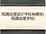 昭通动漫设计学校有哪些(昭通动漫学校)