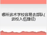哪所武术学校容易去部队(武校入伍捷径)