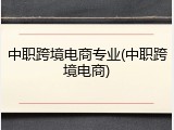 中职跨境电商专业(中职跨境电商)