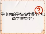 学电商的学校推荐哪个("电商学校推荐")