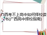 广西考不上高中如何择校读书(广西高中择校指南)