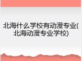 北海什么学校有动漫专业(北海动漫专业学校)