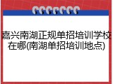 嘉兴南湖正规单招培训学校在哪(南湖单招培训地点)