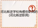 河北叛逆学校有哪些职高的(河北叛逆职高)