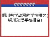 铜川有学动漫的学校排名(铜川动漫学校排名)
