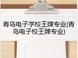 青岛电子学校王牌专业(青岛电子校王牌专业)