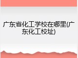 广东省化工学校在哪里(广东化工校址)