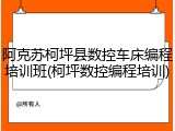 阿克苏柯坪县数控车床编程培训班(柯坪数控编程培训)