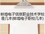 蚌埠电子信息职业技术学校是几本(蚌埠电子职校几本)