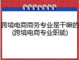 跨境电商商务专业是干嘛的(跨境电商专业职能)