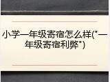 小学一年级寄宿怎么样("一年级寄宿利弊")