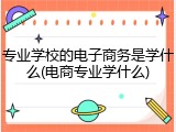 专业学校的电子商务是学什么(电商专业学什么)