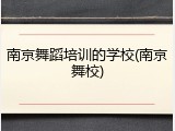 南京舞蹈培训的学校(南京舞校)