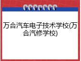 万合汽车电子技术学校(万合汽修学校)
