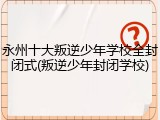 永州十大叛逆少年学校全封闭式(叛逆少年封闭学校)
