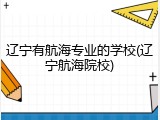 辽宁有航海专业的学校(辽宁航海院校)