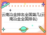 云南冶金排名全国第几(云南冶金全国排名)