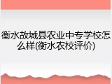 衡水故城县农业中专学校怎么样(衡水农校评价)