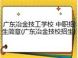 广东冶金技工学校 中职招生简章(广东冶金技校招生)
