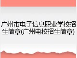 广州市电子信息职业学校招生简章(广州电校招生简章)