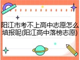 阳江市考不上高中志愿怎么填报呢(阳江高中落榜志愿)