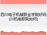 四川电子机械职业学院好吗(川机电职院如何)